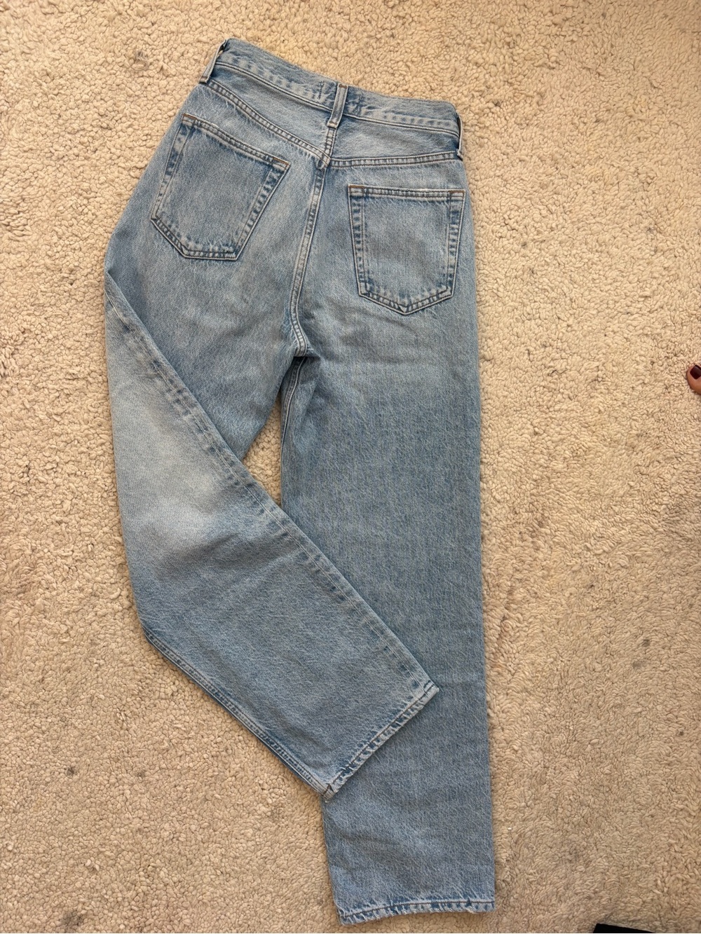 Agolde Light Wash Straight Leg Jeans - Pale Blue Denim - Picture 4 of 5